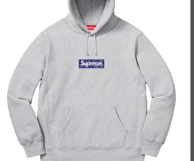 Box 19FW Hoodie Hoodie M S Black XL L Flower Grey Cashew Bandana Logo 1007